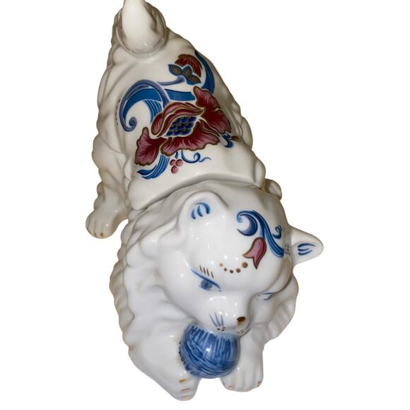 Vtg ELIZABETH ARDEN Floral Kitten Scented Candle Double Wick Two Piece Porcelain - Picture 7 of 16